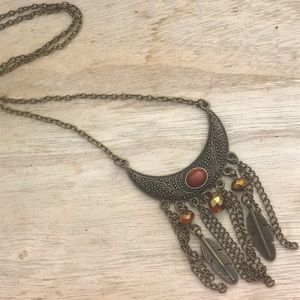 Boho Crescent Feather Necklace